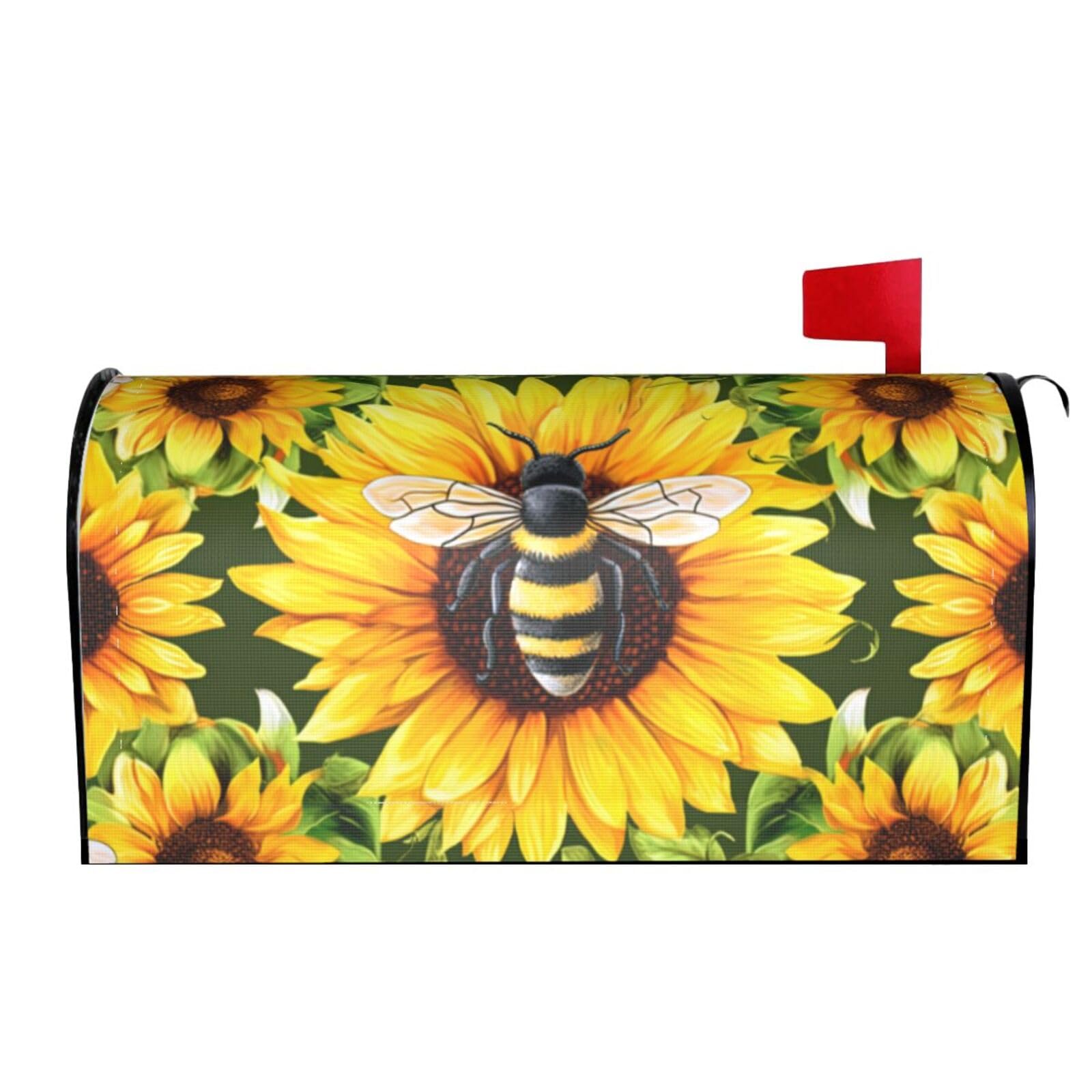 Bee and Sunflower Mailbox Covers Magnetic Wraps Post Letter Box Cover Garden Home Decor