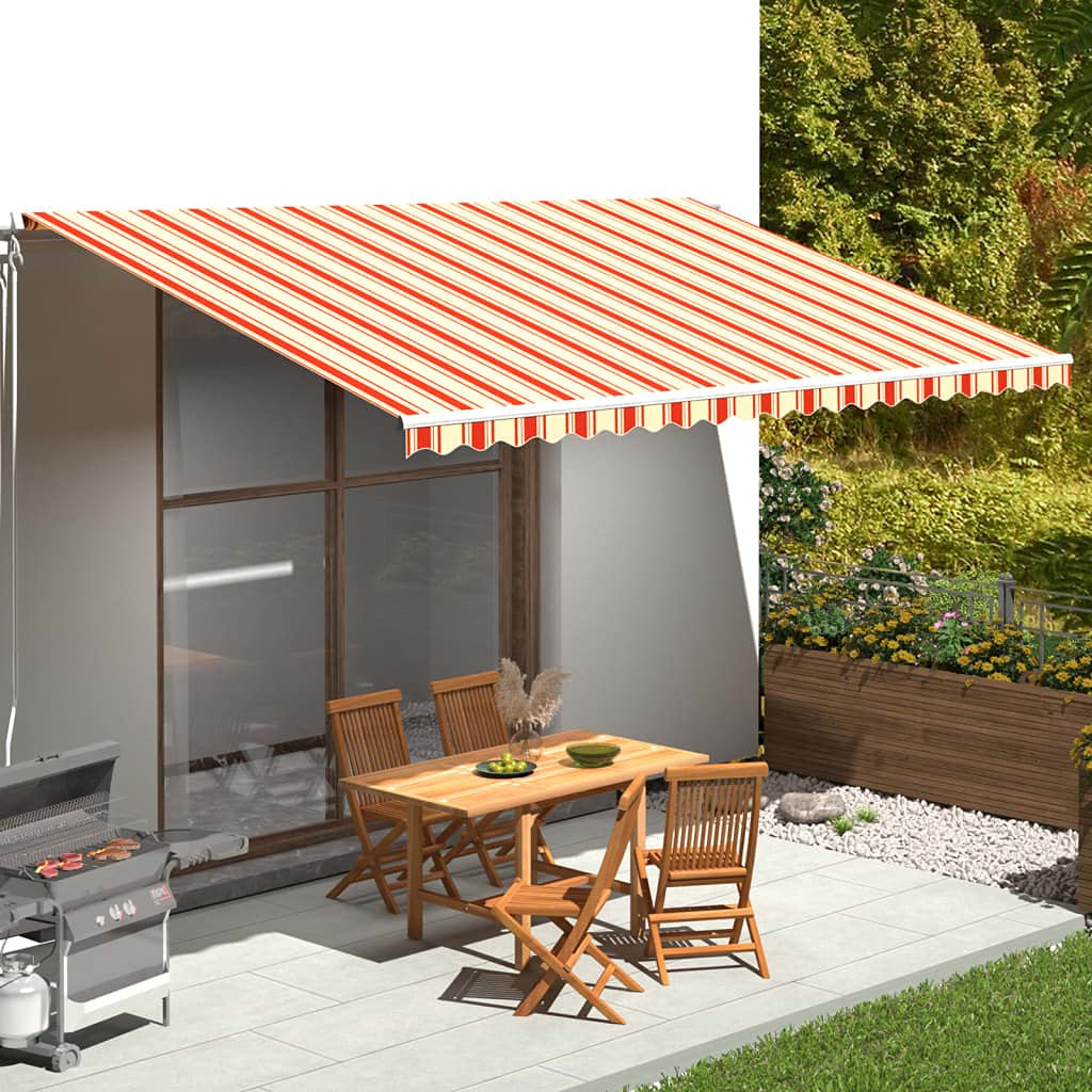 Toile De Remplacement Store Banne 10x1,6m Rayé Rouge/blanc - Résistant UV Et Eau - 8