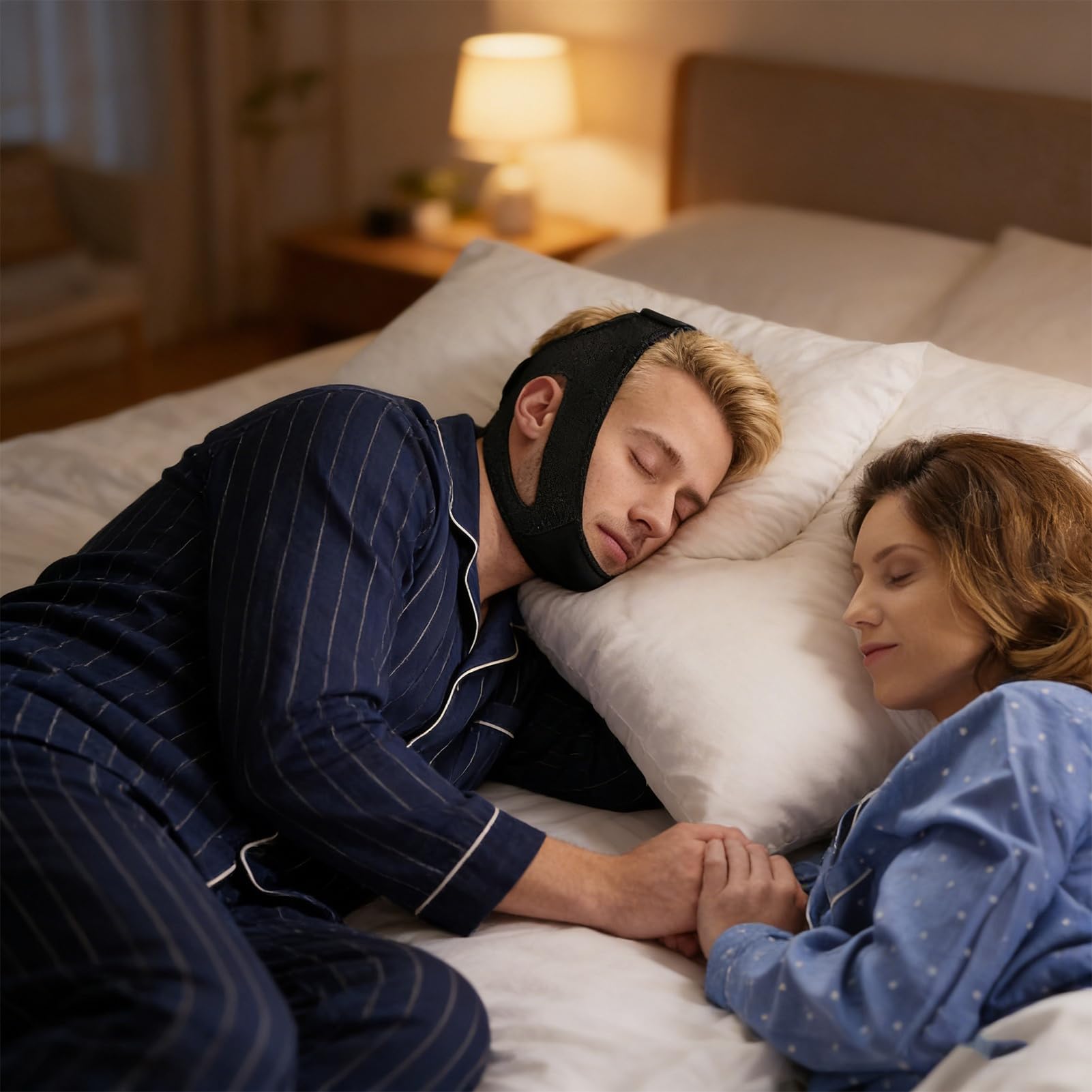Barbilla para Ronquidos Correa Antironquidos,Antirronquidos Eficaz, Ajustable, Suave y Transpirable | Solución para Dormir sin Roncar | para Hombres, Mujeres, Amigos, Viajes, Viajes de Negocios, Parej