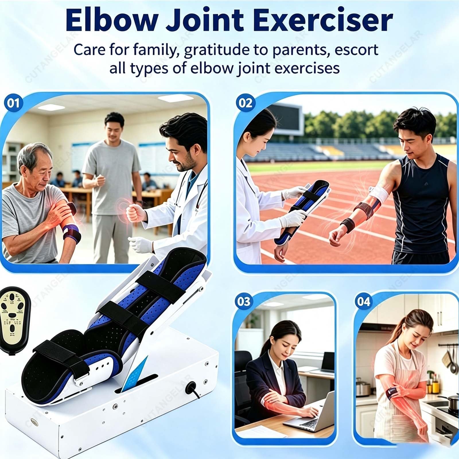 Máquina De Fisioterapia Para Codo, Dispositivo Eléctrico De Rehabilitación | De Brazo Con Soporte Ajustable Para El Codo, Dispositivo De Rehabilitación De Brazo Con Riel Deslizante, 6 Ajustes