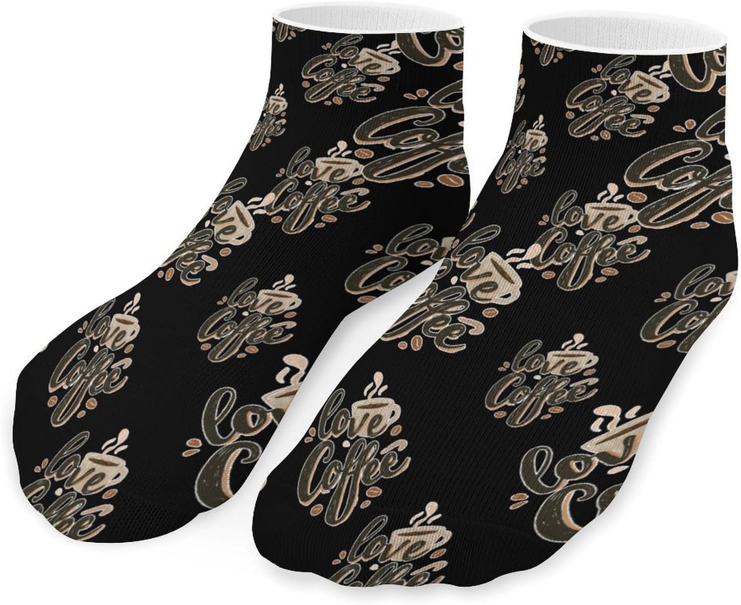 Love Coffee Lover No Show Ankle Socks Low Cut Non Slip Flat Boat Line 5 Pairs Set