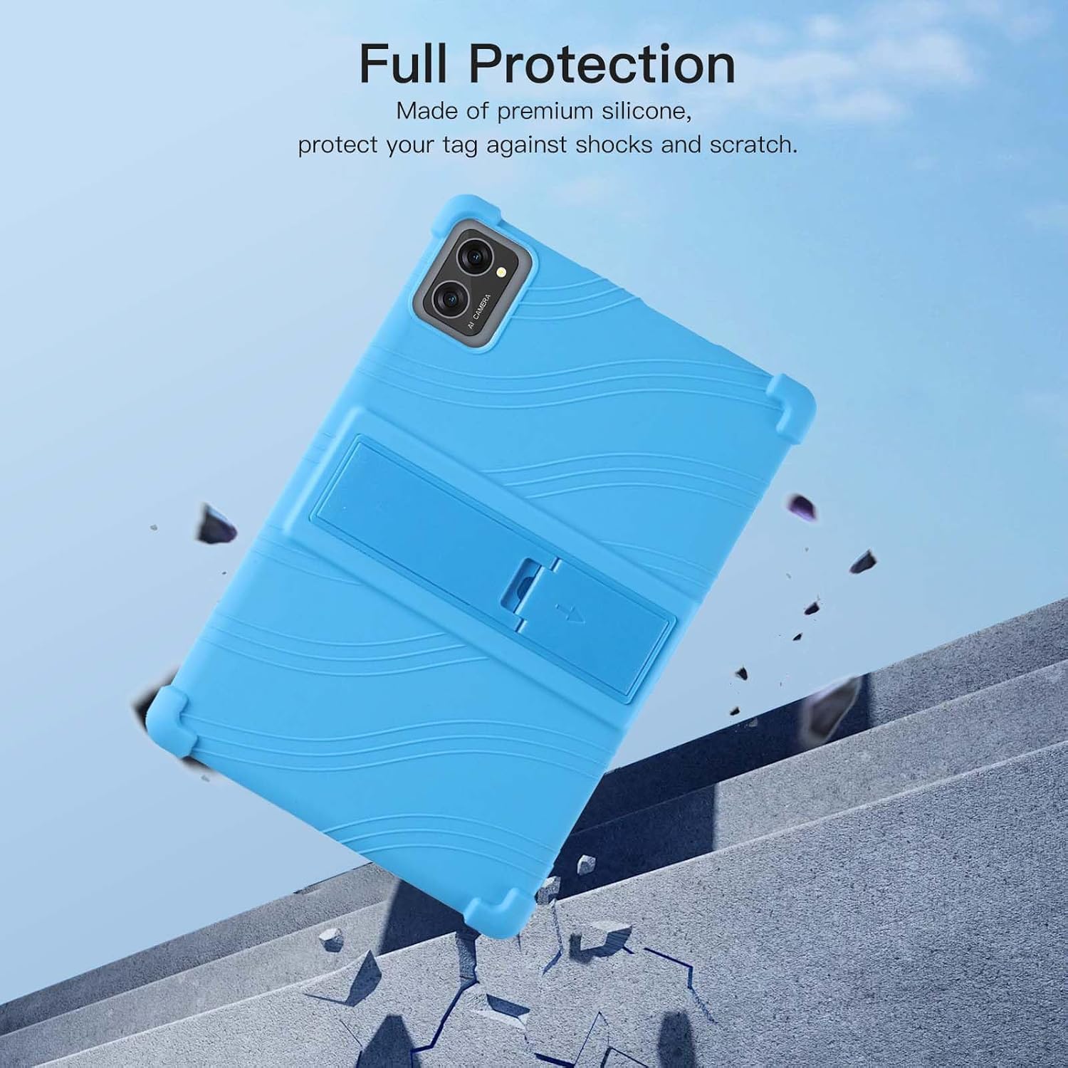 Case for TABWEE T20 Tablet 10.1 inch,Soft Silicone Protector Cover,Kids Friendly,Adjustable Stand Tablet Cover,4 Corners Thicken Shockproof,Sky Blue image 3