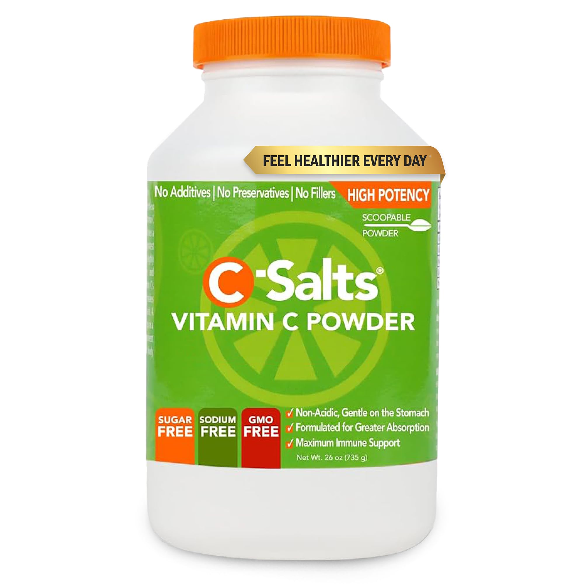 - C-Salts Vitamin C Powder - 100% Pure Buffered Ascorbic Acid Powder for Immune Support - Organic, Sugar-Free, Vegan, Non-GMO, Stomach-Friendly Supplement - Original, 26 oz