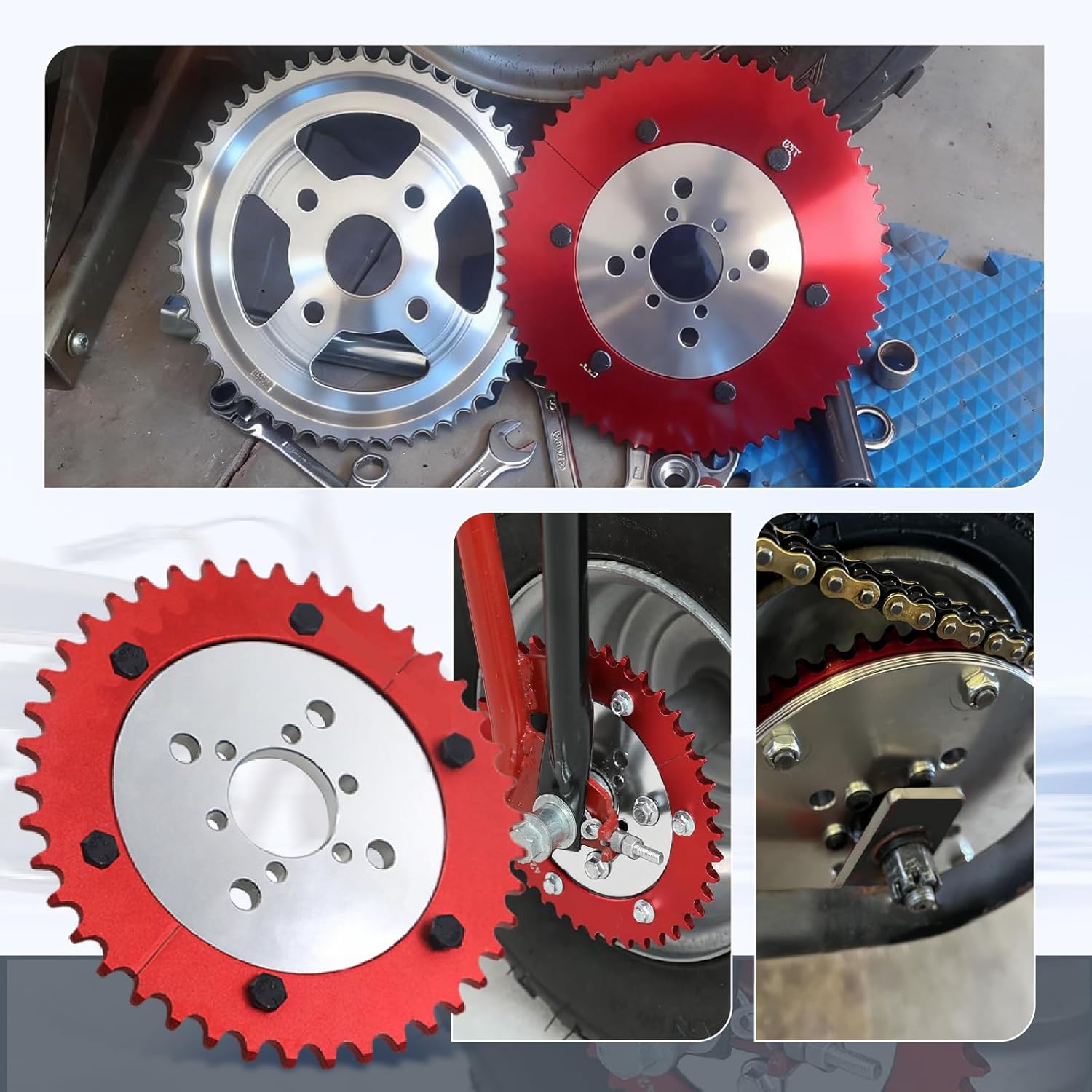 Universal 35 Chain 64T Split Sprocket with Adapter for Predator 212cc 196cc 79cc Go Kart Mini Bike CT200U-EX CT200U BT200X CT100U MB200 MBX11 Motorcycle Silver