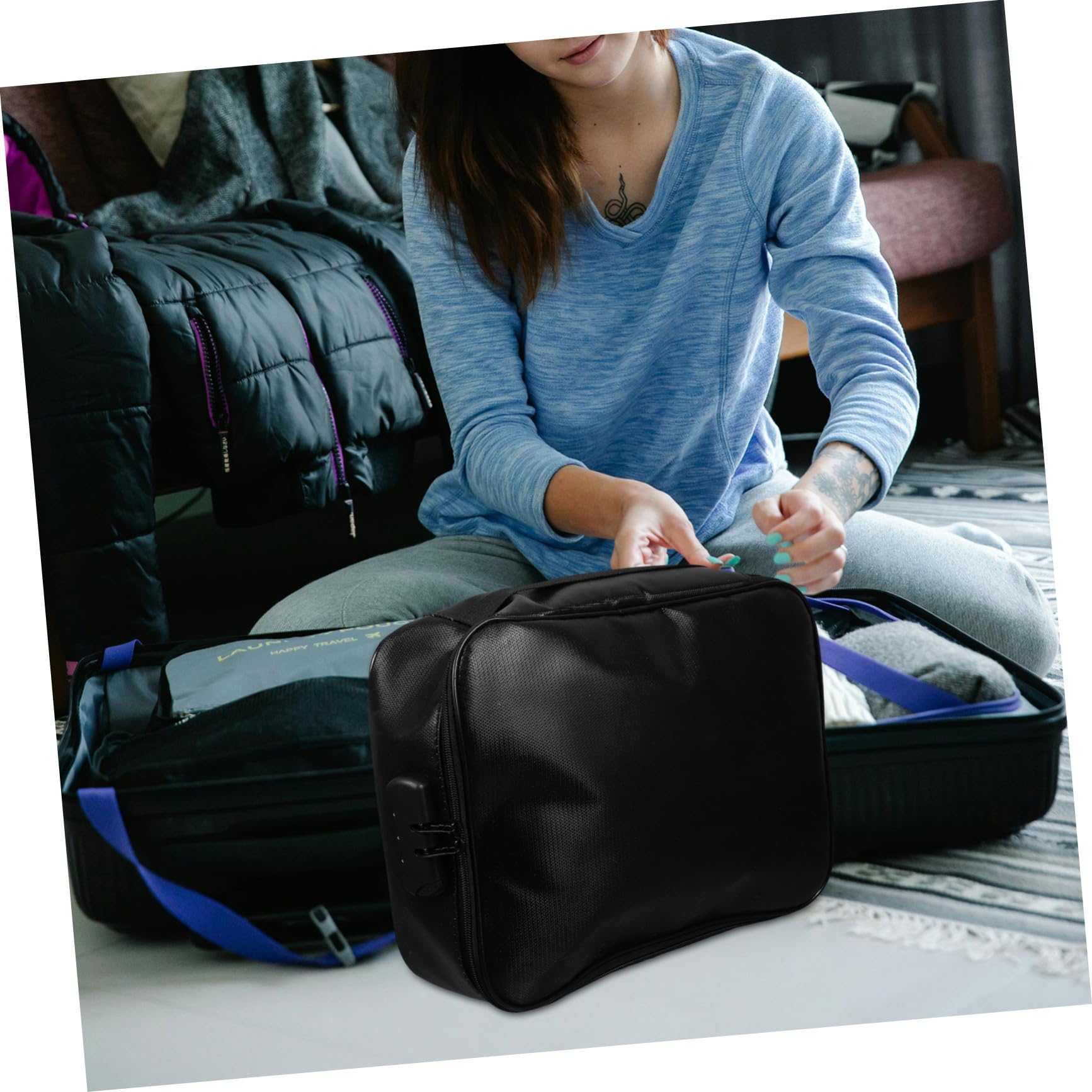 Borsa Documenti Ignifuga Multistrato in Fibra di Vetro Nera | Organizzatore Viaggio, Capienza Ampia e Blocco Password, Uso Quotidiano e Ordine Efficiente