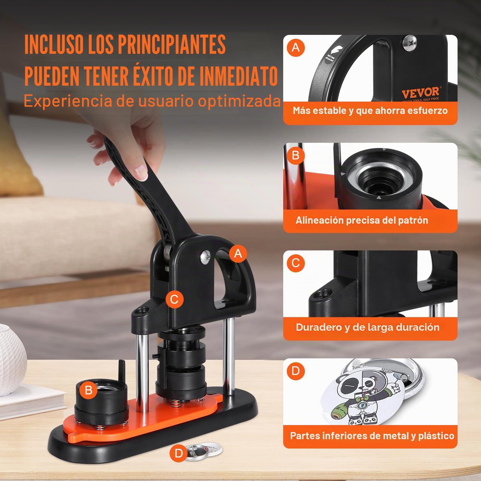 VEVOR Máquina para Hacer Botones de 32 mm Prensa para Insignias con 500 kits de Consumibles Libro Mágico y Cortador de Círculos Fabricante de Insignias de Plástico Resistente para Hacer Insignias