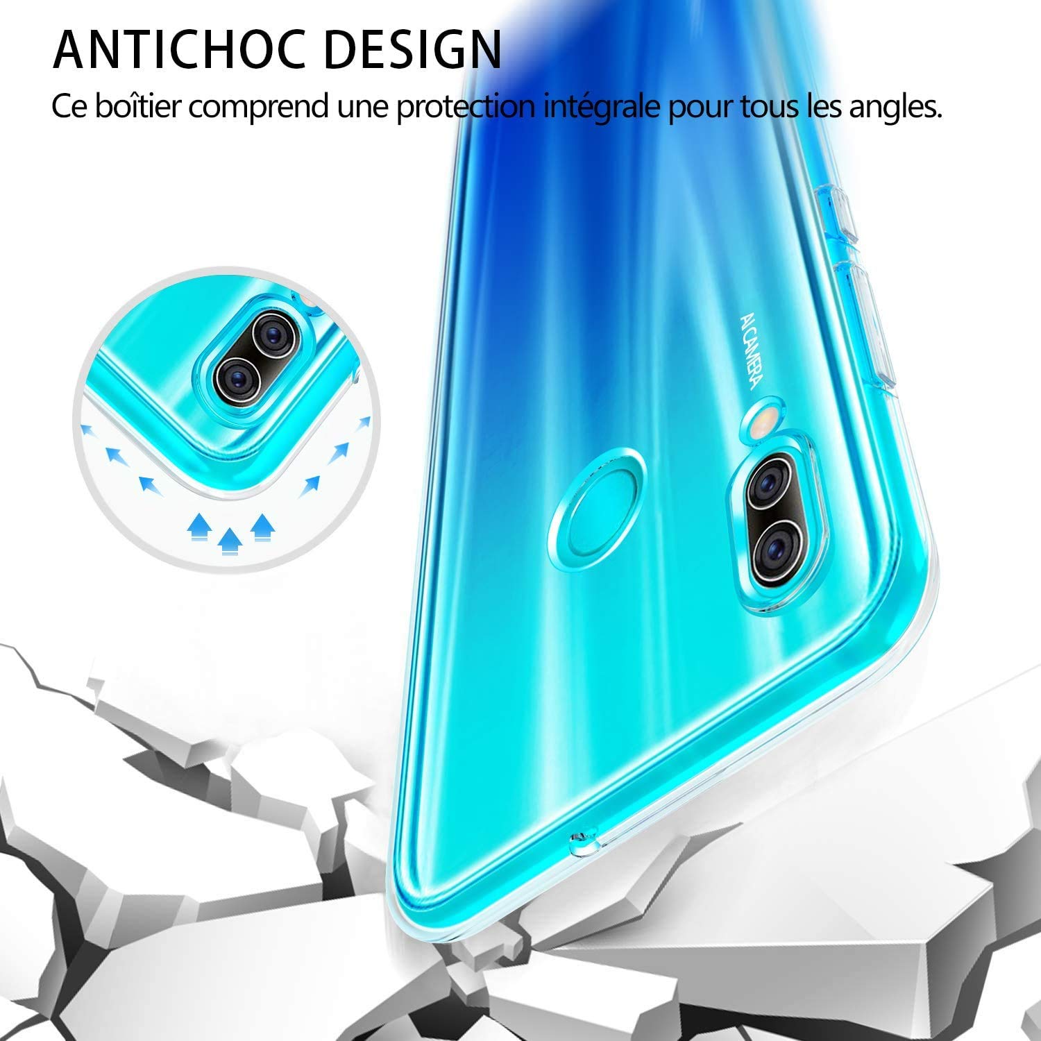 Captor Cover Trasparente per Huawei P Smart 2021, Custodia TPU in Silicone Flessibile Morbida e Sottile, Protezione Full Body con Bordo Rialzato per Schermo e Fotocamera