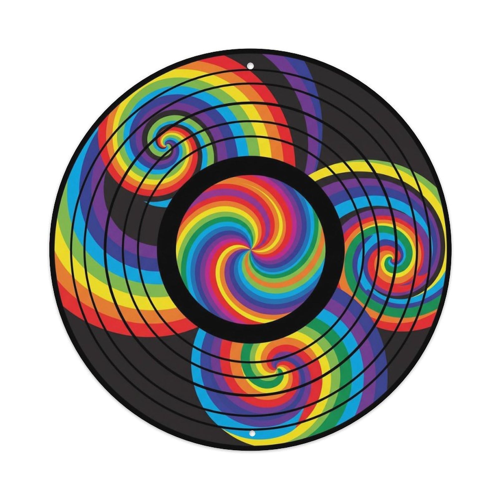 Colorful Music Vinyl Records Swirl Rainbow Pattern Metal Tin Sign