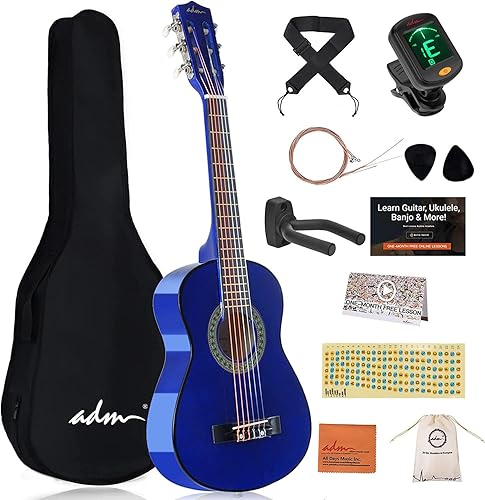 Vista 45 de ADM - Guitarra acústica para principiantes de 30 pulgadas, cuerdas de nailon, guitarra de madera para niños y estudiantes, lecciones en línea