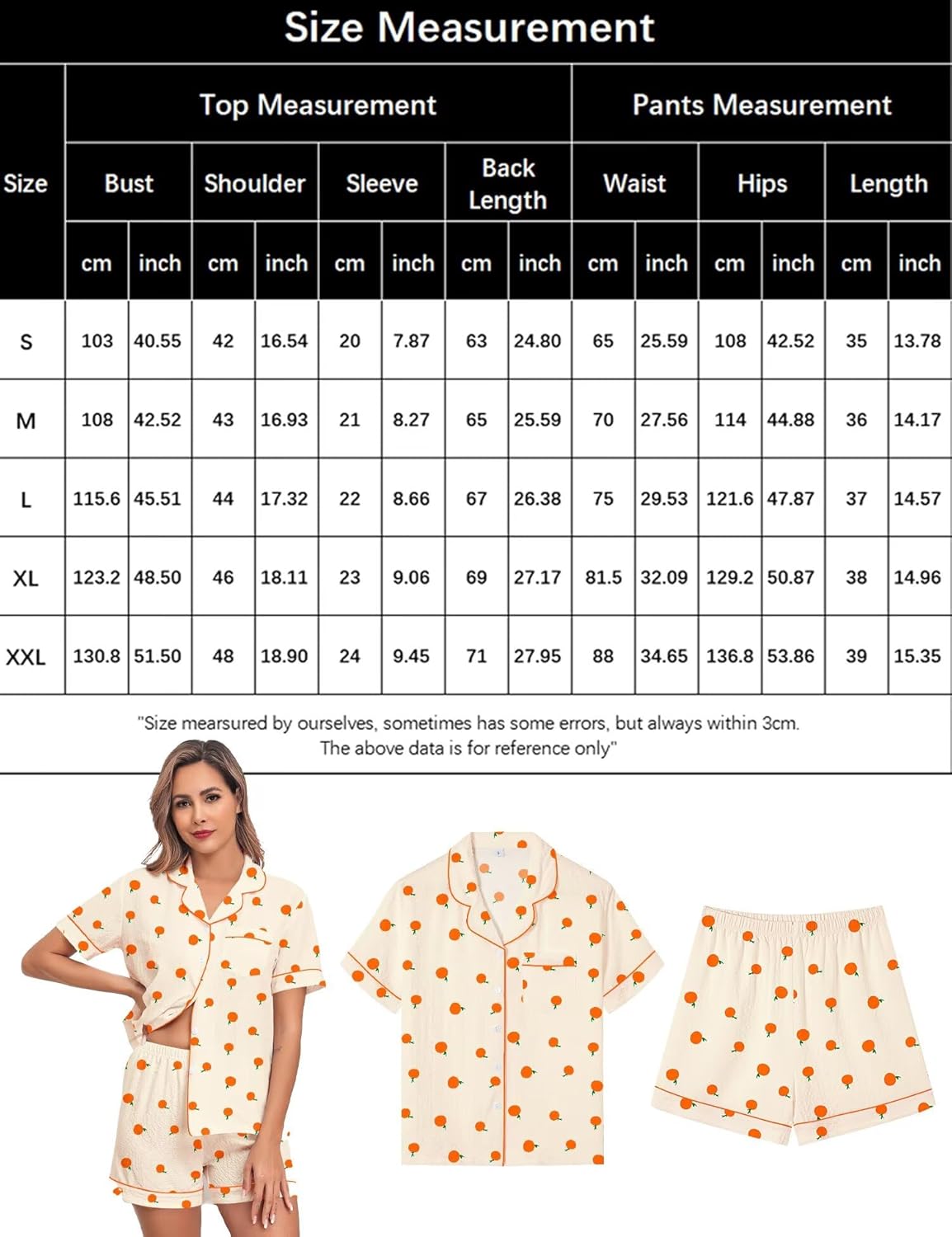SWOMOG Women 2 Piece Pajamas Sets Short Sleeve Pj Sets Cute Printed Sleepwear Button Down Shirt with Lounge Shorts Set - Image 7