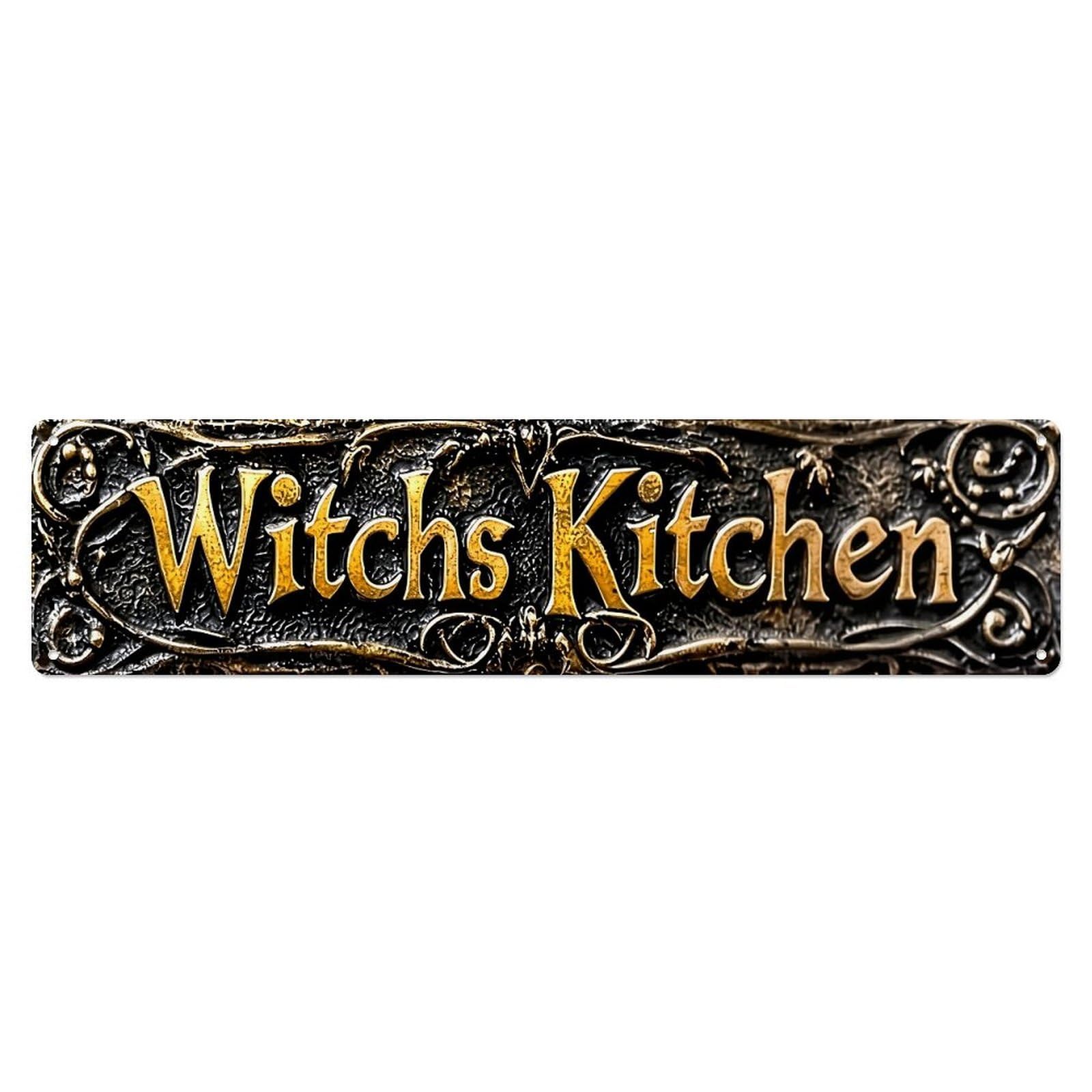 Jdyansheng Vintage Witchs Kitchen Ornate Metal Sign Tin Sign Metal Poster Metal Signs For Home Man Cave Bar Cafe Kitchen Laundry Room Wall Decorations 4X16 Inches