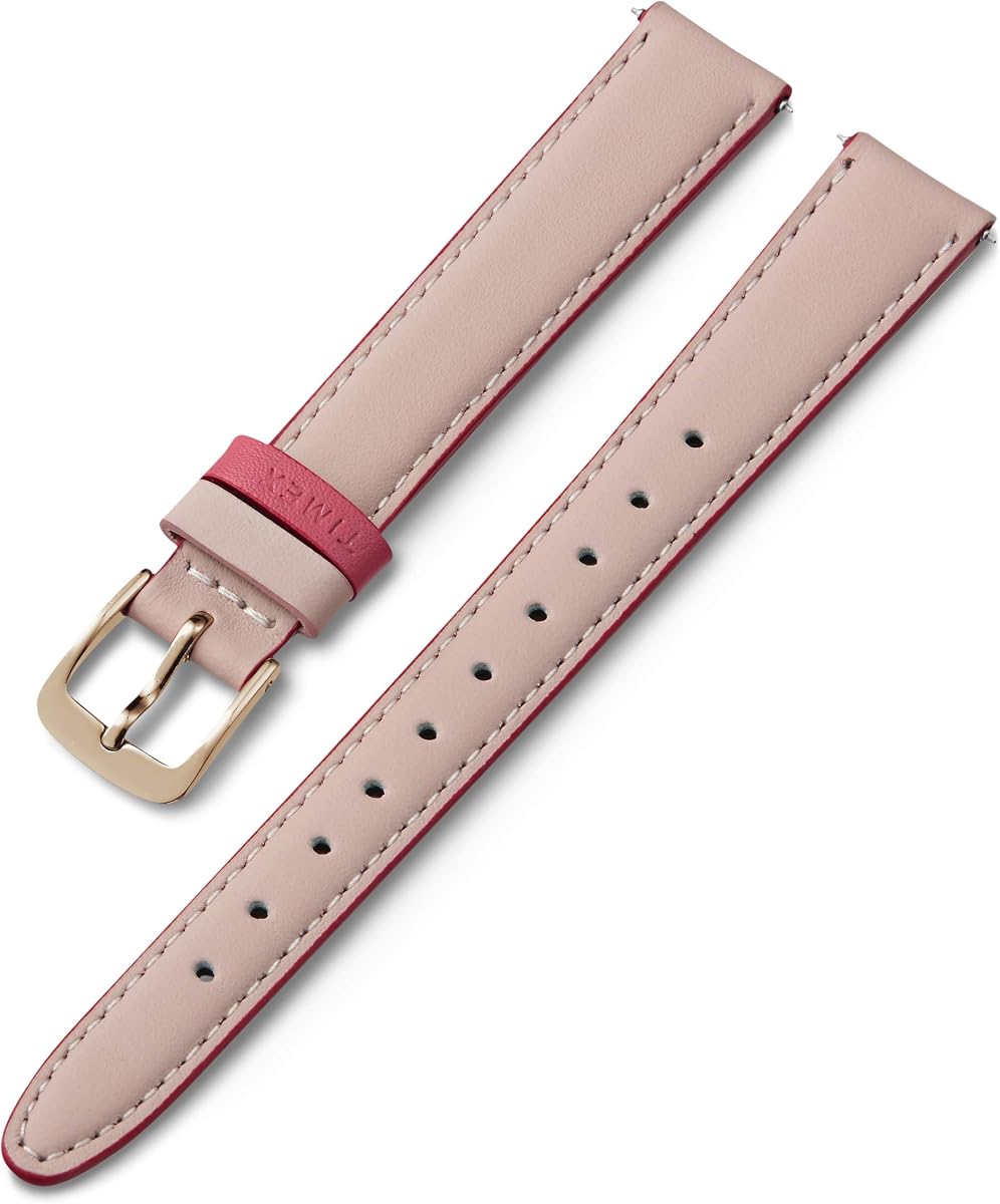 Correa de cuero genuino de 14 mm: gris con hebilla en tono oro rosa