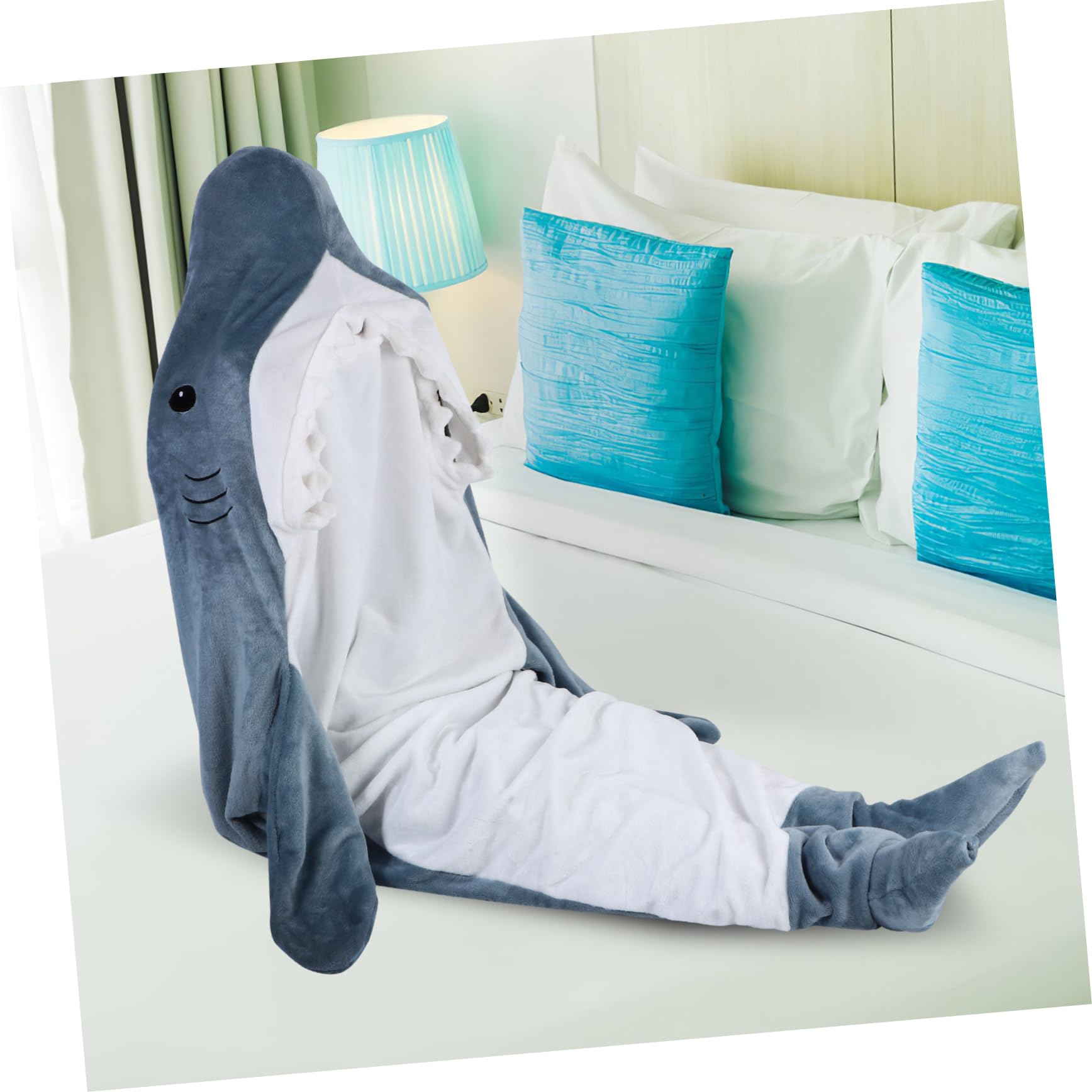 CIYODO Wearable Shark Blanket Hoodie for Adults Flannel Nightgown with Detachable Shark Head Cozy Versatile for Winter Unique Design for Fun Comfort