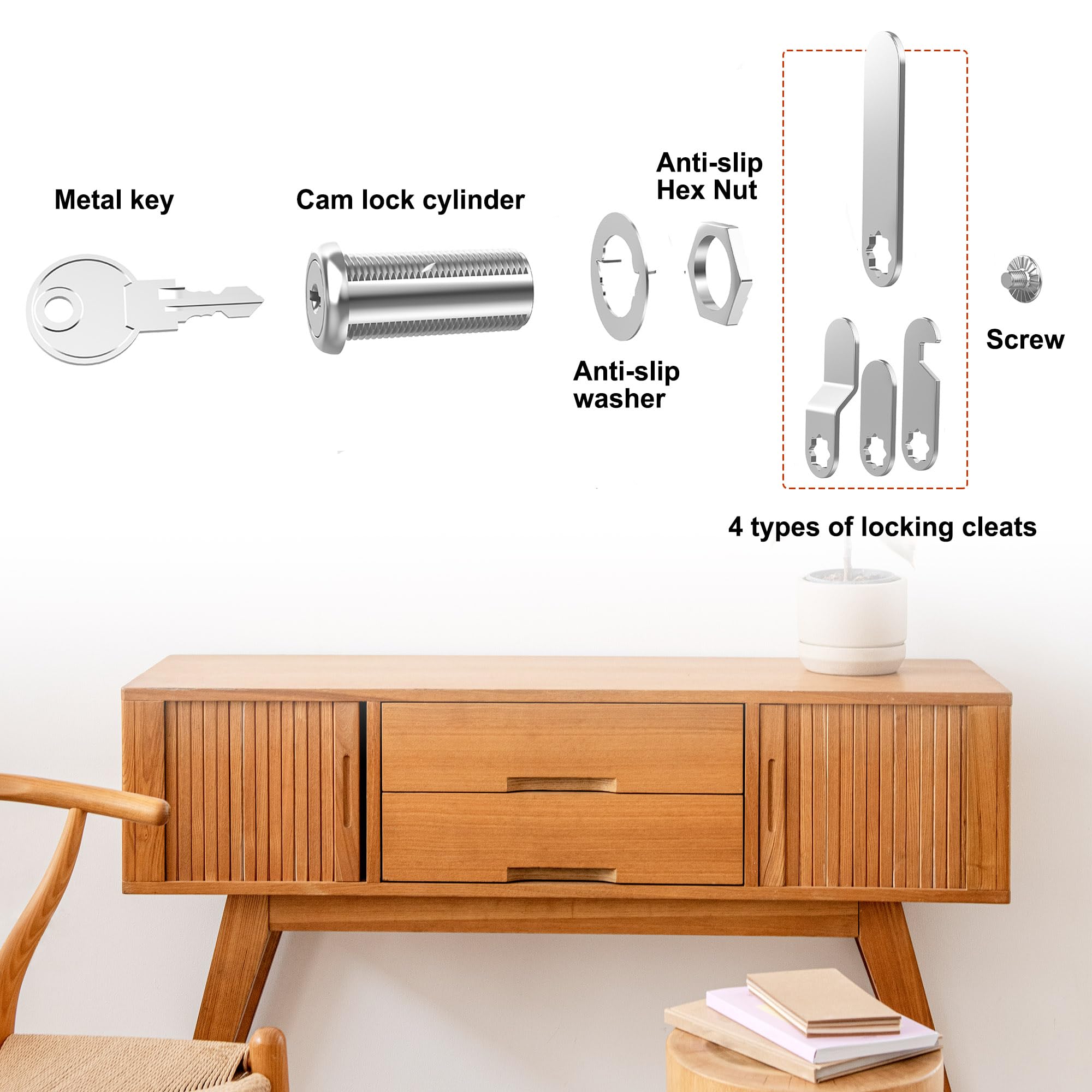 Cylinnda Lot De 6 Verrous D'armoire Avec Clés, Verrous à Came De 3,8 Cm