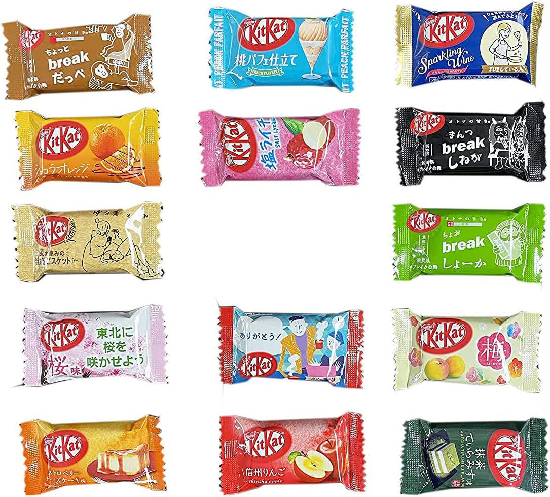 Japanese Kit Kats 14 Pcs Variety Pack by Exotic Club, Japanese Kit Kat 14 Pcs Sampler, Japanese
