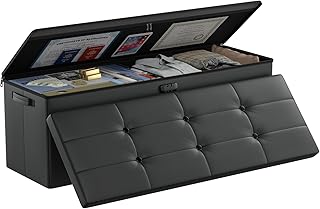 DocSafe Storage Ottoman Bench,Fireproof＆Waterproof Folding Bench with ...