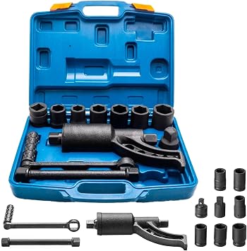 Heavy Duty Torque Multiplier Wrench Set - 164 Torque Wrench Set 11PCS Labor Saving Torque Multiplier Wrench Lug Nut Remover Lug Nut Wrench Set 1'' Drive 4800 NM with 8PCS CR-V Sockets Set 24-38MM