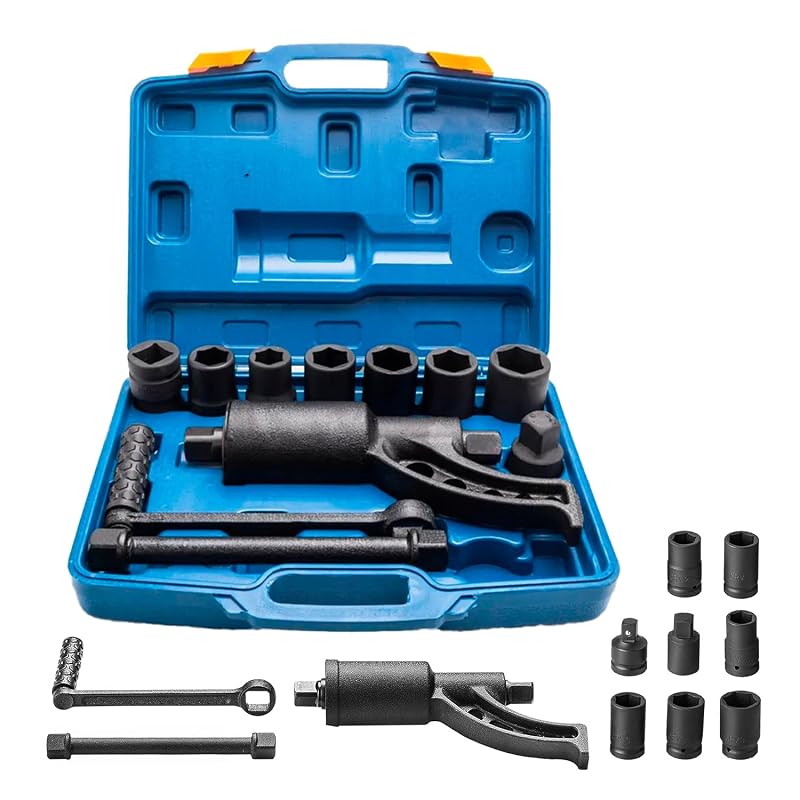Kit de Chave Multiplicadora de Torque Angchun 1:64, acionamento de 25,4 mm (1 pol.), 4800 N·m com soquetes CR-V, 11 peças
