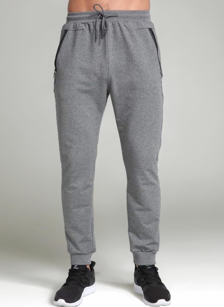 Mens Joggers Slim Fit Tracksuit Bottoms Zip Pockets