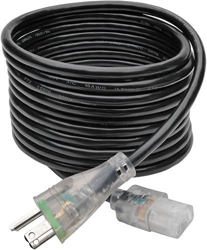 Miniatura 2 de Tripp Lite Cable de alimentación médico hospitalario, 13A, 16AWG, 5-15P a C13, transparente, 15 pies (P006-015-HG13CL), negro