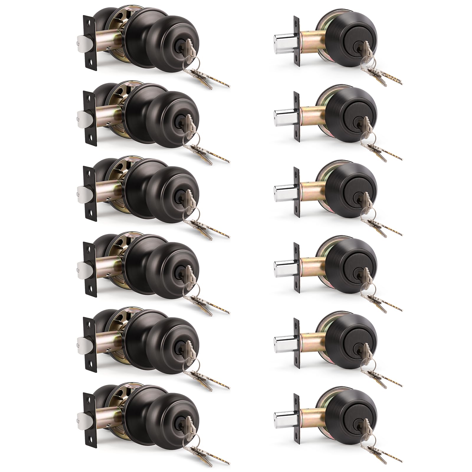 KNOBWELL Matte Black Door Knobs - Keyed Entry Set -27