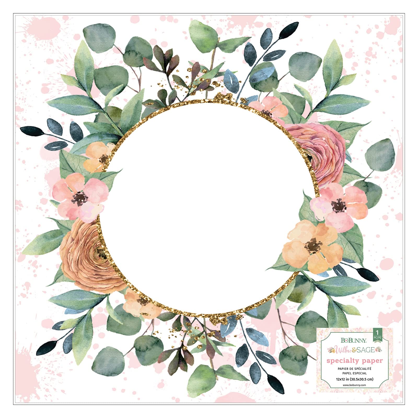 Papier acétate imprimé Willow & Sage feuille transparente scrapbooking 12x12