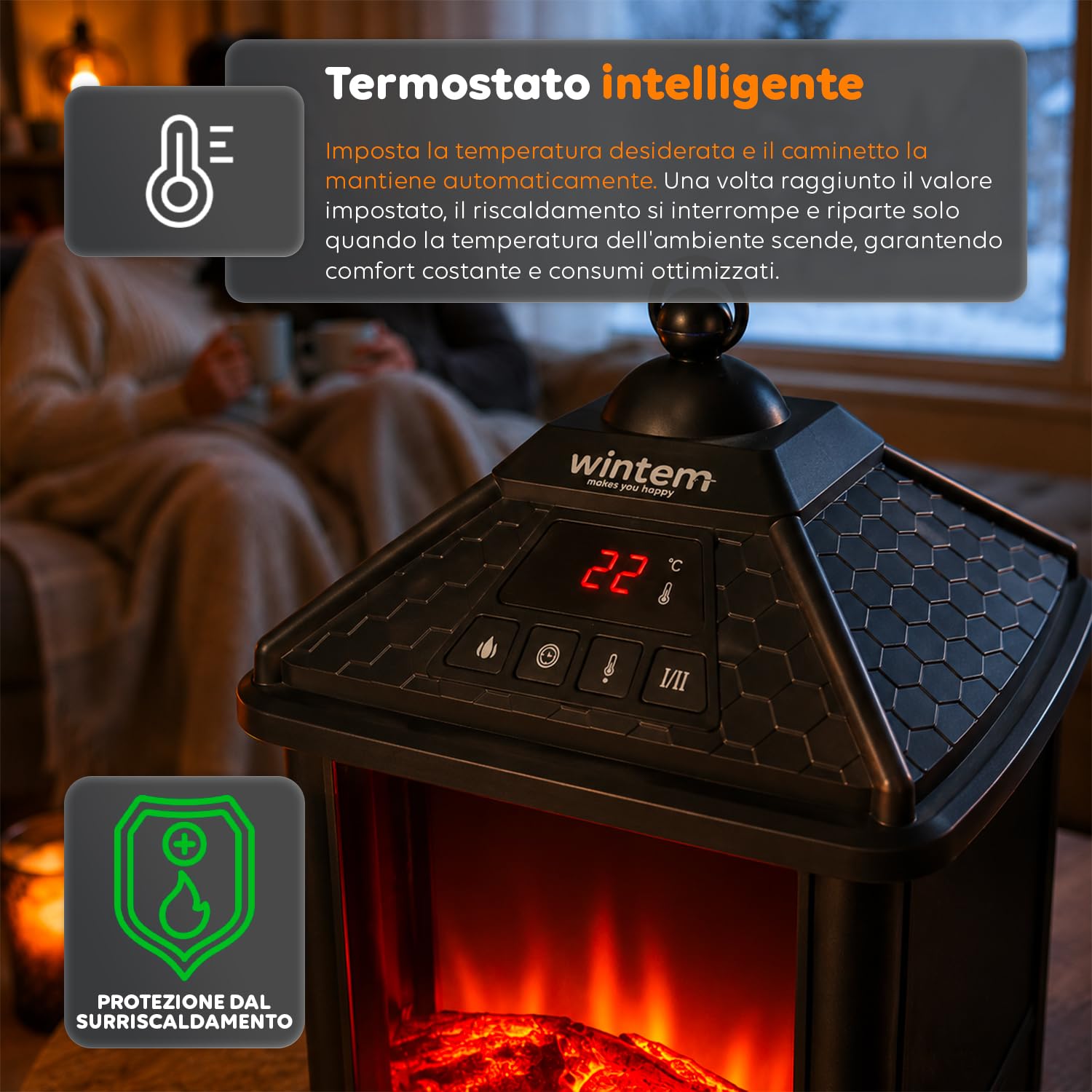 Avilia Caminetto Elettrico da Tavolo con Telecomando 1000W - Timer Programmabile Fino a 12 ore e Controllo da Remoto - Design Elegante e Versatile Grazie alle sue Dimensioni 32x18,5x18,5cm