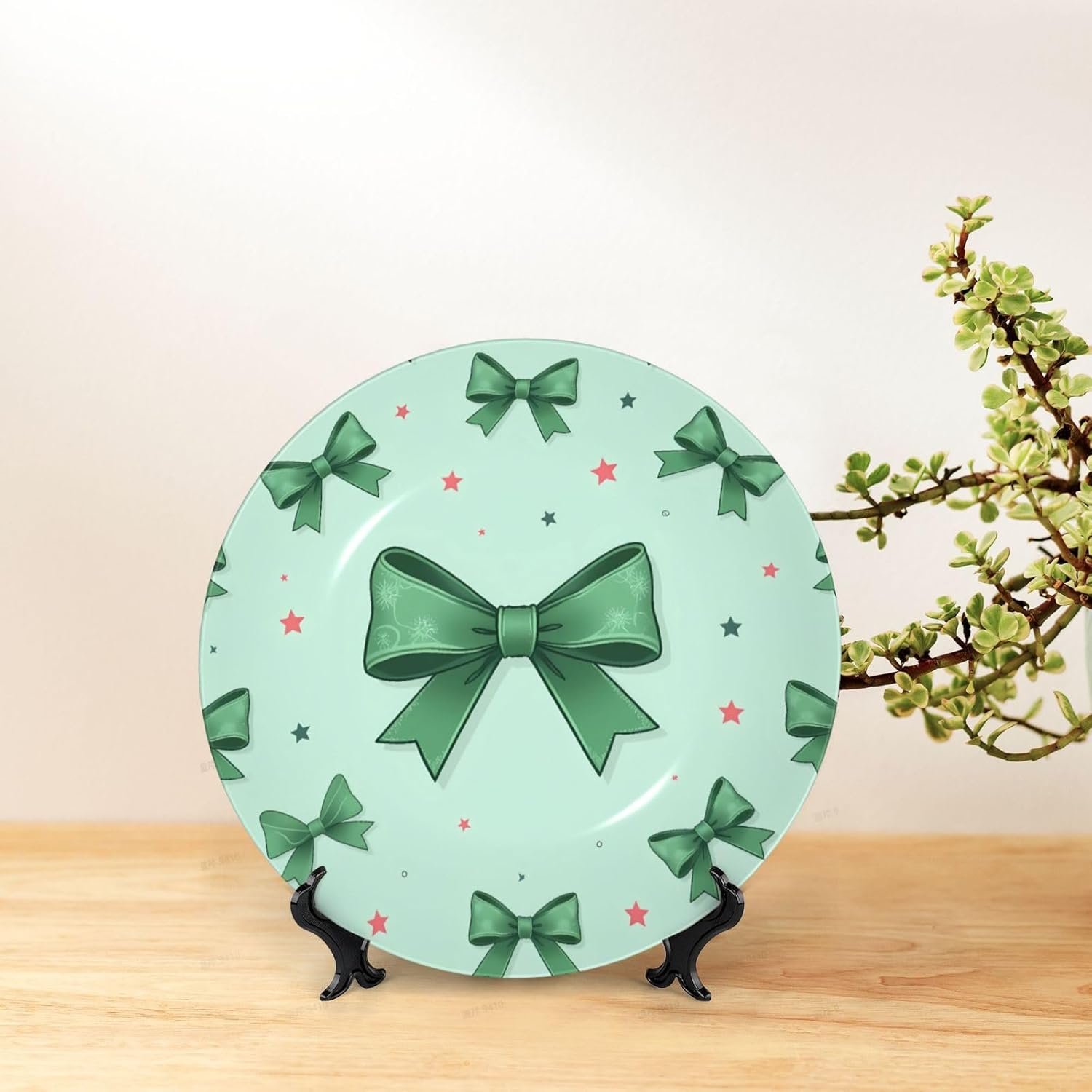 St Patrick Bow Style Ceramic Plate Display Decorative Plate With Stand Wall Hanging Plate For Home Decor 10 Inch