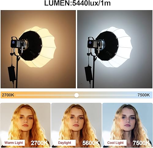 Miniatura 5 de GVM - Kit de luz de video RGB de 150 W, 2700 K ~ 7500 K, luz de video LED bicolor, kit de iluminación de estudio de fotografía con linterna softbox