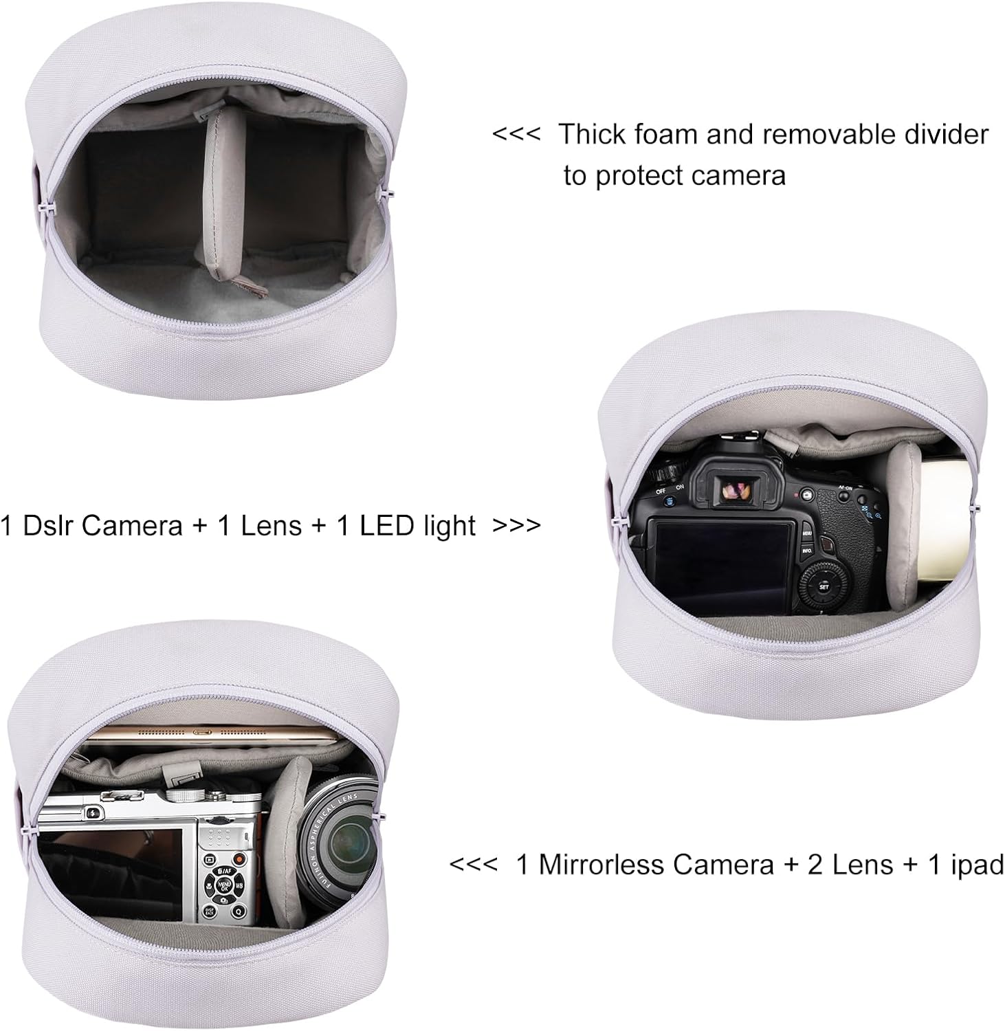 TULLIO Small Camera Bag Crossbody Canvas Sling Bag Purse Waterproof Dslr Bag Compatible with Nikon Sony for Men and Women Off white - Image 2