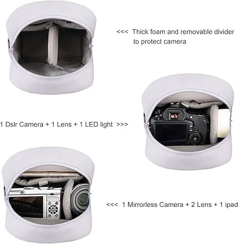 Miniatura 39 de TULLIO Bolsa para cámara pequeña de lona, bolso cruzado impermeable para cámara DSLR para fotógrafo Verde militar,Negro-Gris,Blanco apagado,Verde