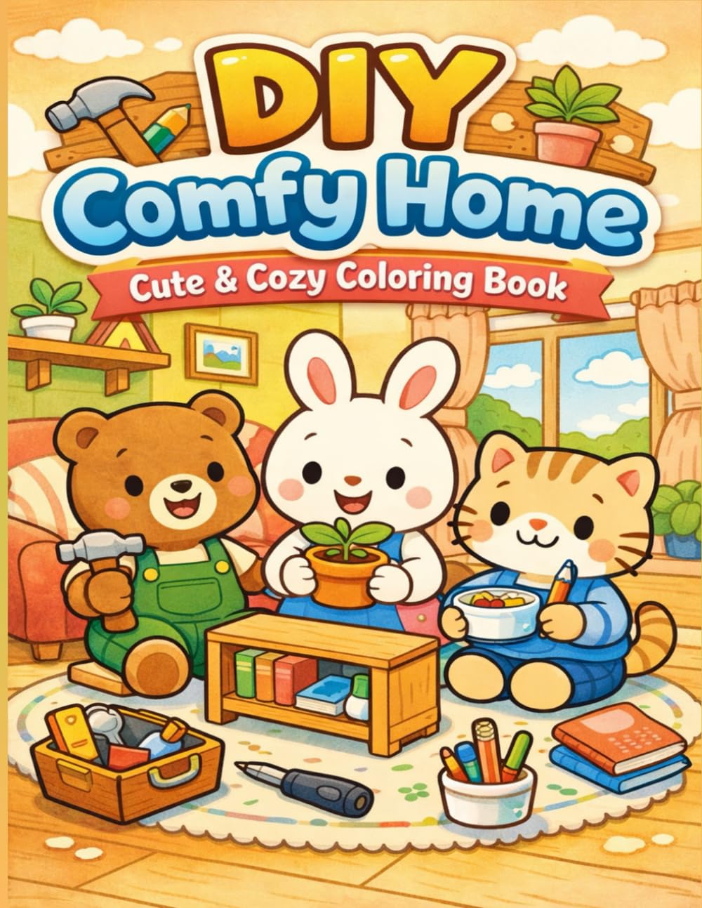 Diy Comfy Home Cute & Cozy Coloring Book, Relaxation For Adults: Cute Diy Comfy Home Coloring Book For Kids