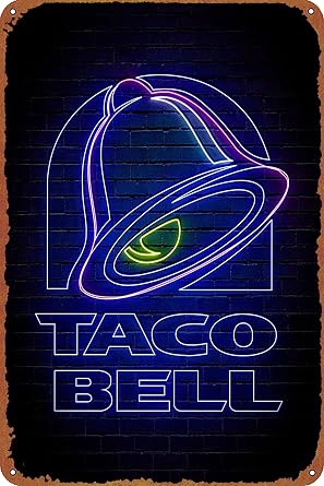 Taco Bell Poster Retro Metal Sign Vintage Tin Sign Cafe Bar Home Wall Decor 12 x 8 Inches