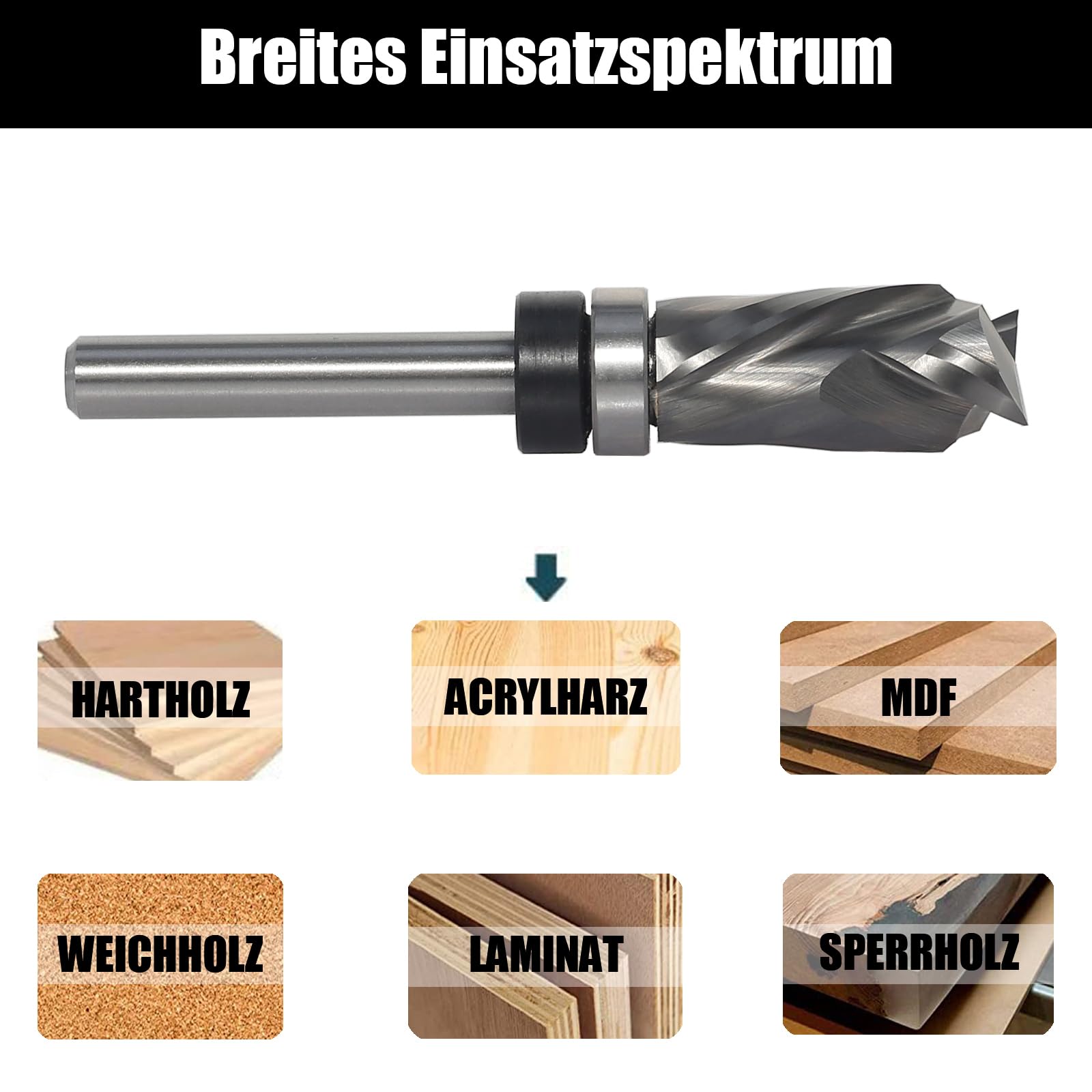 Fresa de enrasado en espiral de 6 mm, corte de compresión hacia arriba y hacia abajo, fresa en espiral para fresadora superior, diámetro de corte de 12,7 mm, longitud de corte de 25,4 mm,