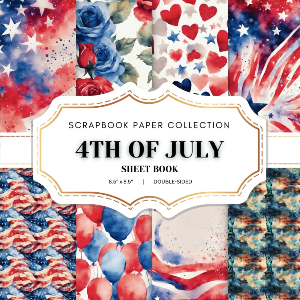 Watercolor 4th Of July Scrapbook Paper Collection: 20 Patriotic ...