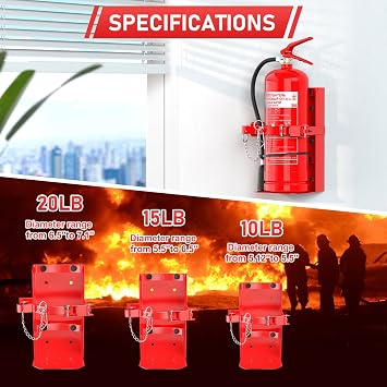 Fire Extinguisher Mount, Heavy Duty Fire Extinguisher Bracket for School Home Garage Laboratory and Vehicle Perfect for Wall Mount(Fe-10, Red, 1 Pcs)