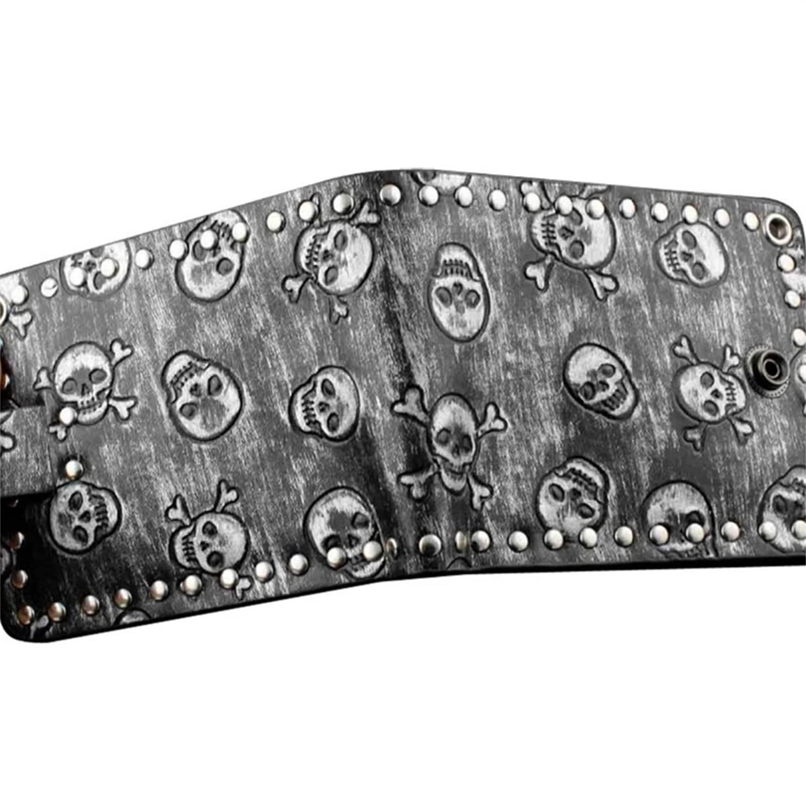 Portafoglio da Uomo Fashion Rock Punk Metal Skull Money Portafoglio in Pelle da Uomo Nero con Catena Portafoglio a Catena da Uomo