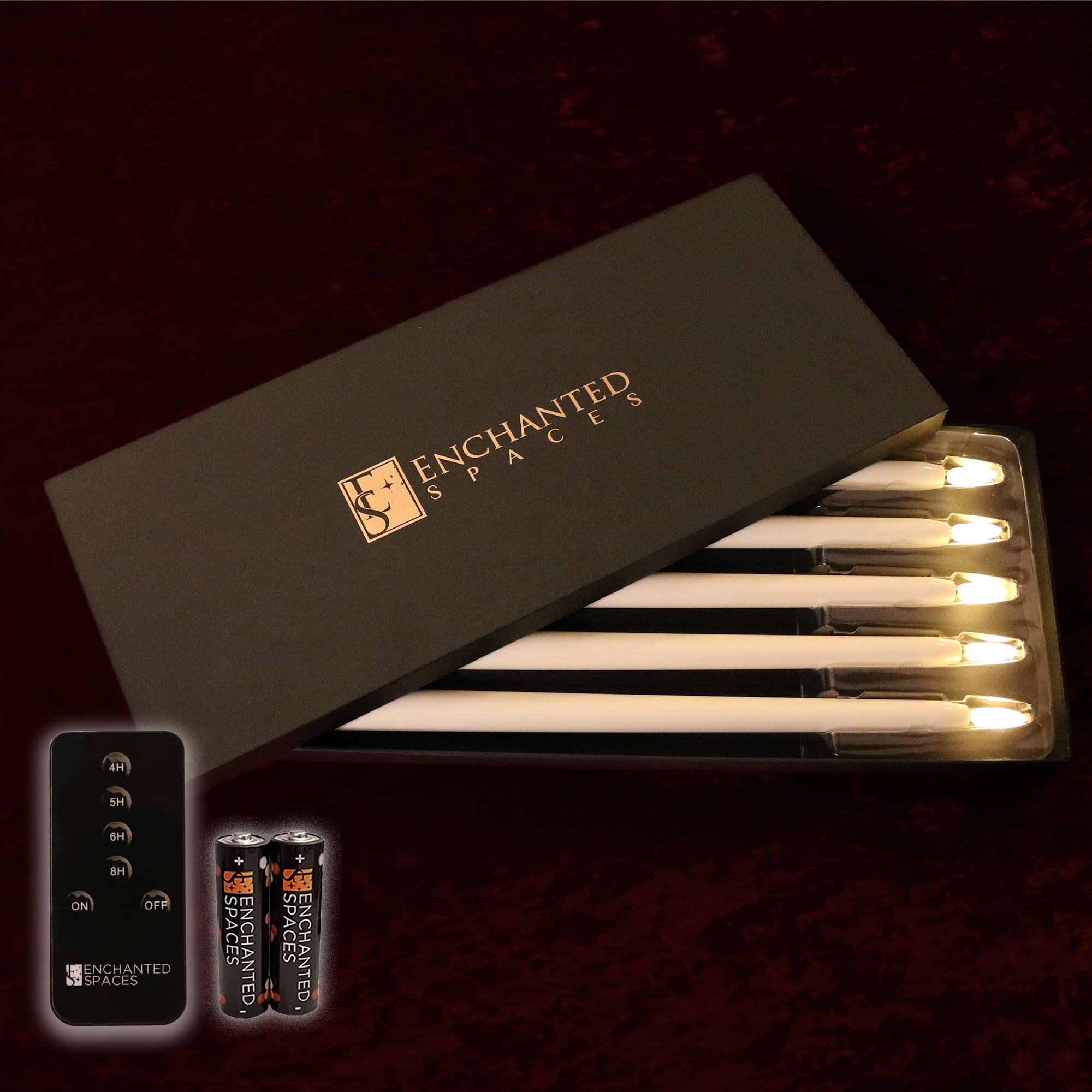 Juego de 5 velas cónicas de 35,5 cm con caja de regalo