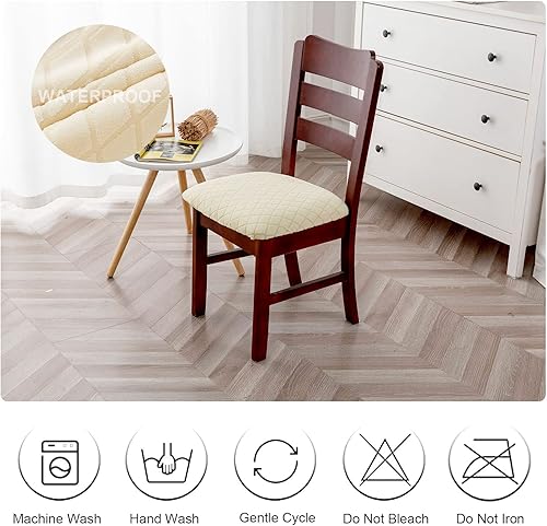 Miniatura 8 de Genina Fundas de asiento impermeables para sillas de comedor, fundas elásticas extraíbles y lavables, fundas de cojín para sillas de comedor y