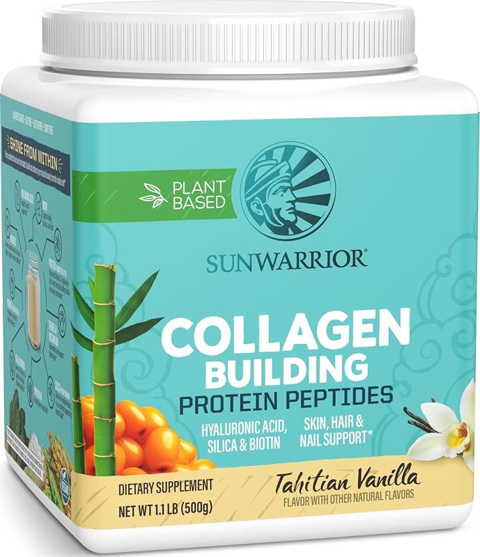Vegan Collagen Protein Powder Plant-based | Hyaluronic Acid Minerals Biotin Soy Free Dairy Free Gluten Free NON-GMO | Vanilla 20 Servings | Collagen Building Peptides by Sunwarrior
