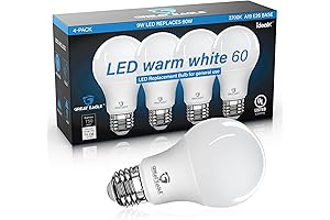 GREAT EAGLE 60 Watt LED Light Bulbs Warm White 2700K Non Dimmable (4 Pack)