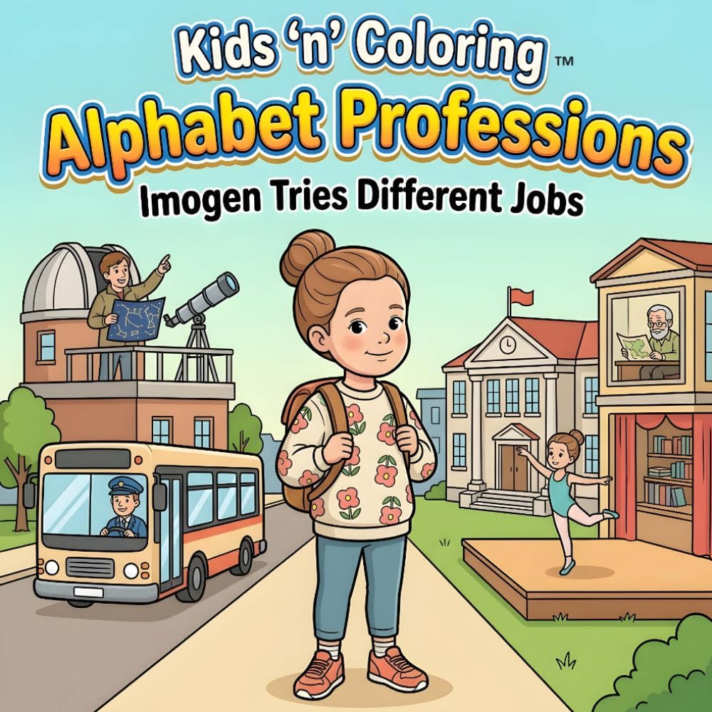 Kids ‘n’ Coloring: Alphabet Professions – Imogen Tries Different Jobs: ABC Coloring Book for Toddlers Ages 3+, Learn the Alphabet, Working at ... Book (Kids 'n' Coloring, Alphabet Adventures)