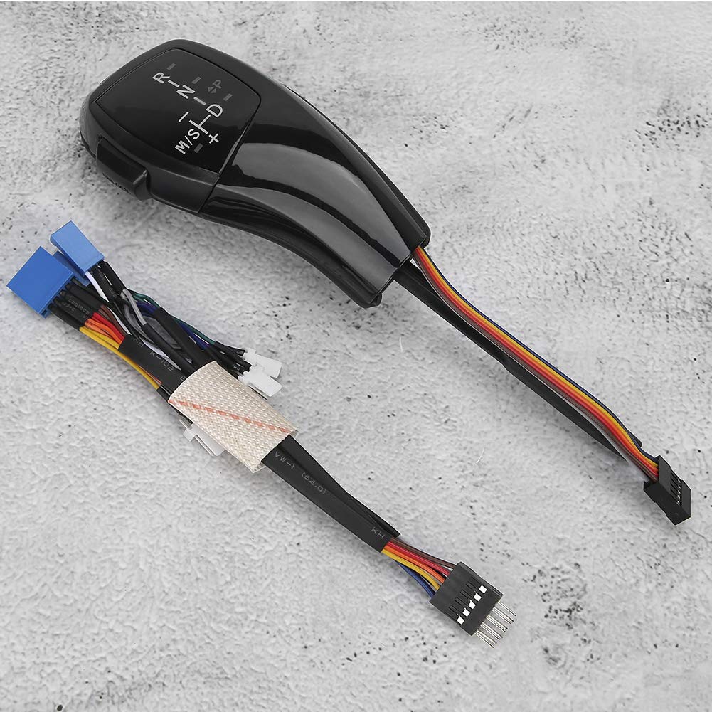 Cuifati Perilla de Cambio de Marchas LED Automática LHD Eléctrica para BMW E46 E60 E61 1999-2006, Kit de Reemplazo de Palanca de Cambios Eléctrica (Apto para Volante a la izquierda) (Negro brillante)
