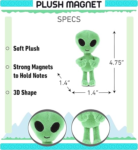 Miniatura 2 de DolliBu Imán de felpa alienígena para refrigerador  Imán de peluche de alienígena esponjoso, divertido y lindo imán espacial para nevera y