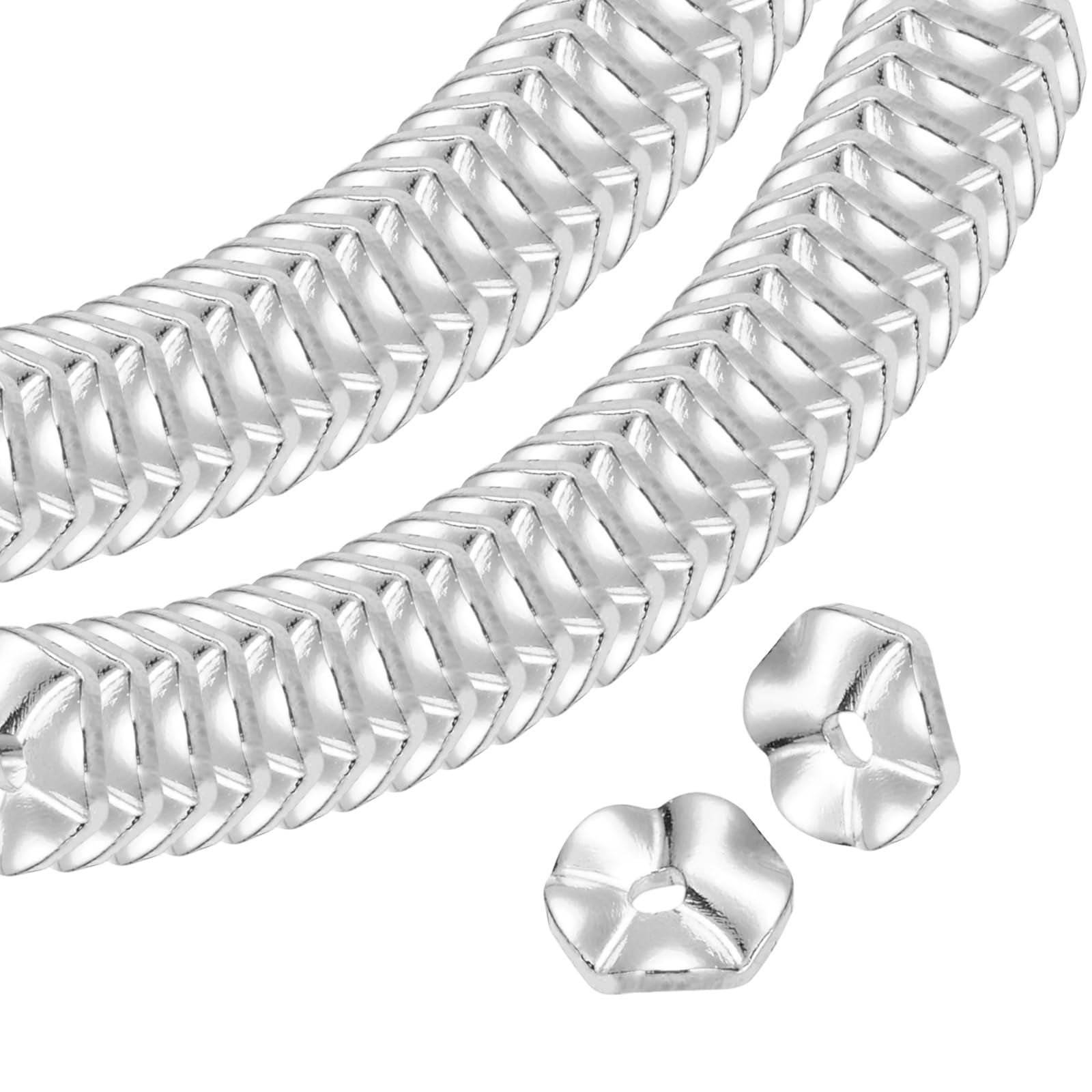 PATIKIL Spacer Disc Beads, 6mm 100 Pcs Silver Spacer Beads Jewelry Crafting Supplies Wave Disc for DIY Bracelets Necklaces Earrings Making Craft Making