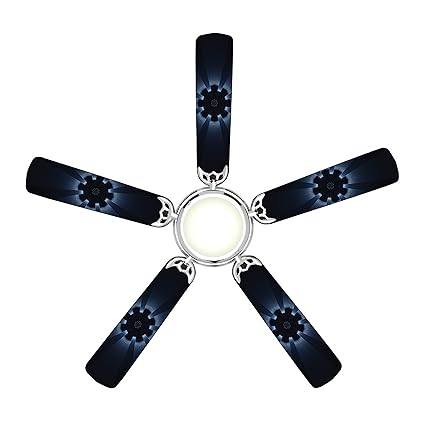 woopme Shining Designs Ceiling Or Roof Fan Blade Stickers for Living Kids Couple Bedroom Home Office Decor Vinyl Printed Fan Leaf Decal L X H 50 X 16 Cms Each (5 pcs)