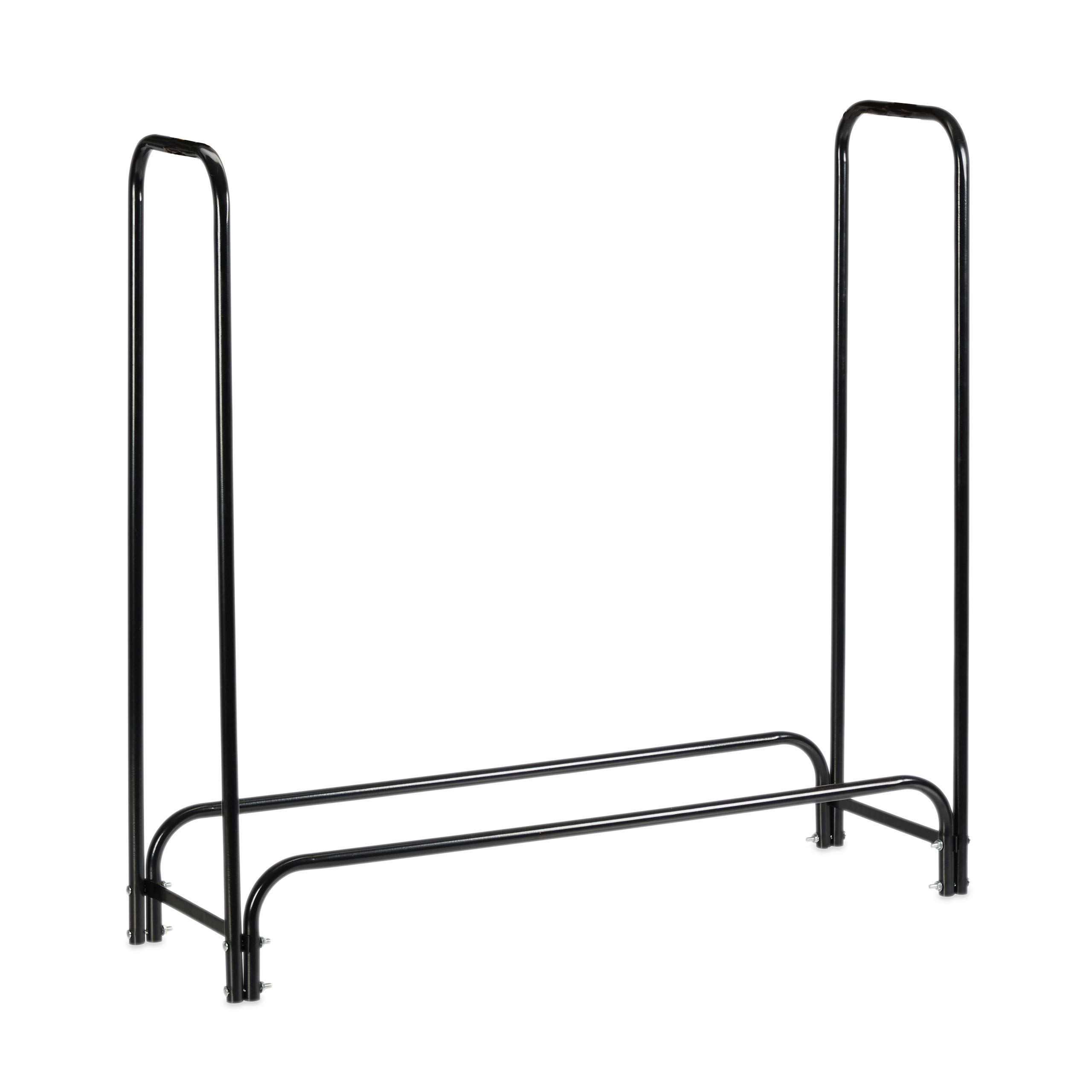 Relaxdays Leñero Exterior, Leñera Interior, con Cubierta, Acero, 122 x 245 x 40 cm, Negro