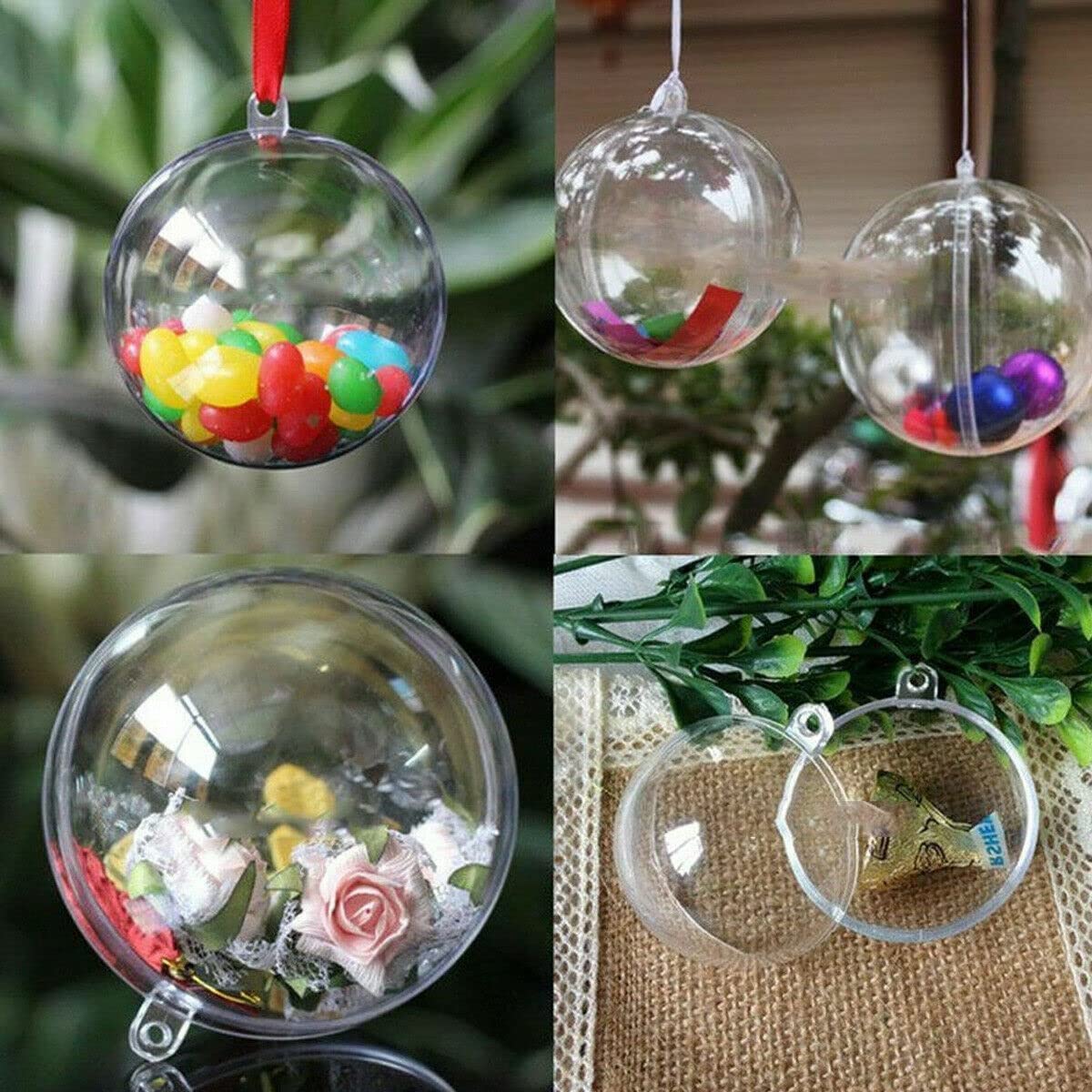 Rayher 39466800 Plastic Ballen, Deelbaar, Diameter 7 Cm, Set Van 6 Stuks Kunststof Ballen Om Te Vullen Transparant Acrylballen Met Ophangoog Decoratieve Doorzichtig Kerstballen Tweedelig 753718736