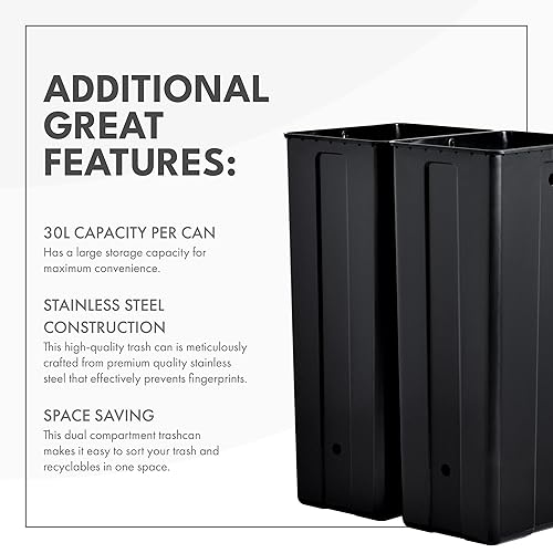 Miniatura 4 de ToiletTree Products Cubo de basura blanco de acero inoxidable  Cubo de basura de 16 galones con tapa de cierre suave  Cubo de basura de doble