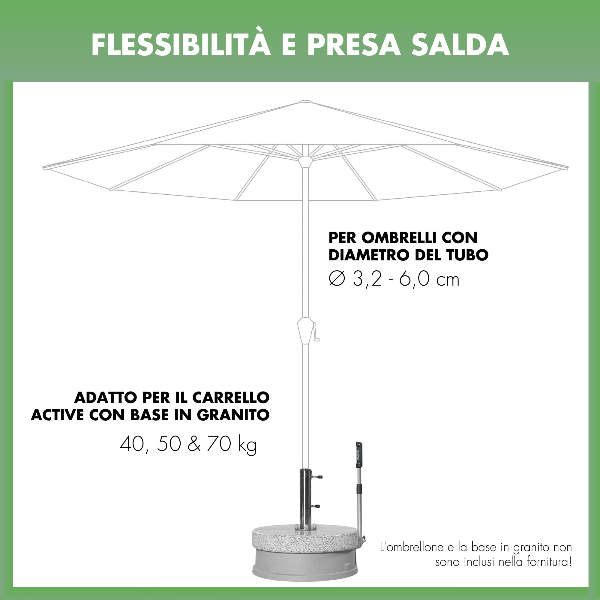 Doppler Tubo di Supporto per Zoccoli in Granito Fino a 60 mm - in Acciaio Inossidabile di Alta qualità - con Materiale di Fissaggio - per Una stabilità ottimale